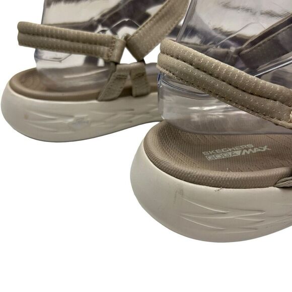 Skechers Goga Max Taupe Tan Sandals Size 11 Strappy Comfort Walking - Picture 10 of 12